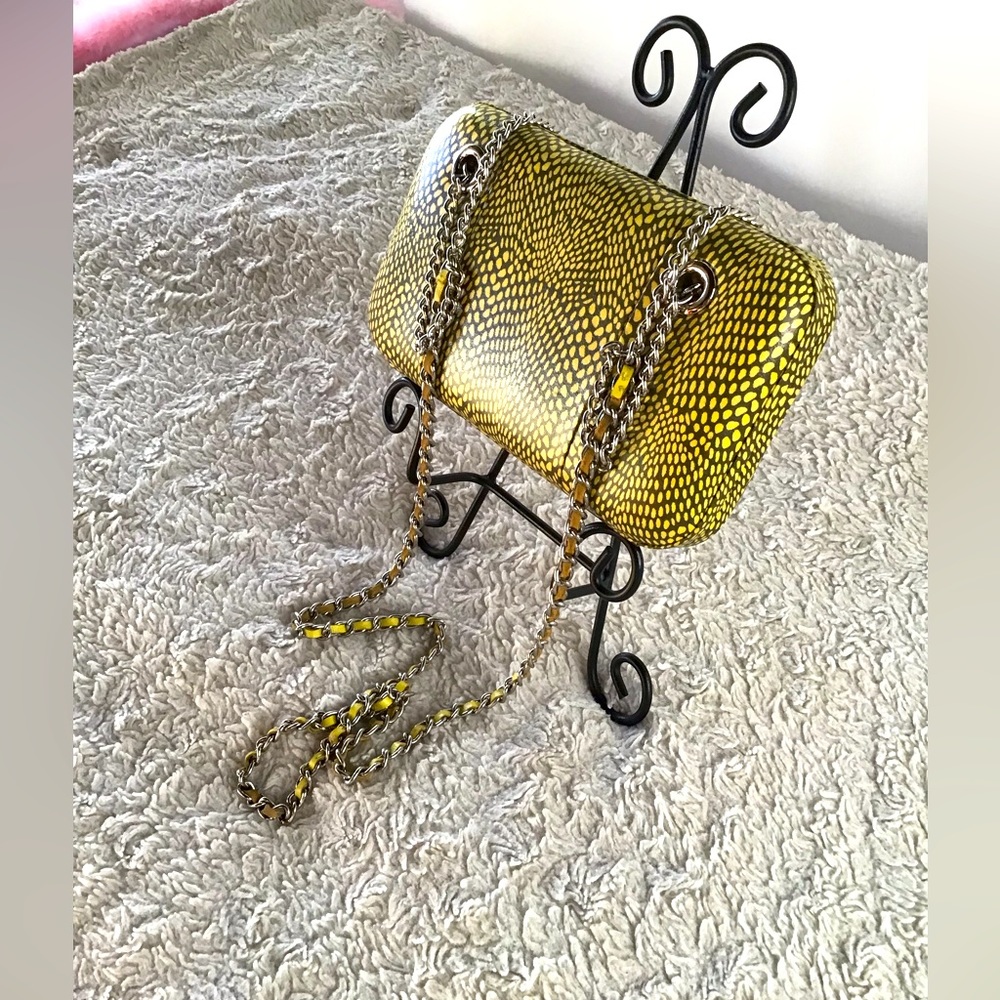 BCBG MaxAzria Chloe Sunflower Snakeprint Box Purse - Picture 3 of 13